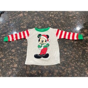 Baby Boy Hangdown Long Sleeve T-Shirt 12M- Mickey Mouse Christmas- Disney